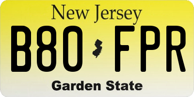 NJ license plate B80FPR