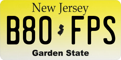 NJ license plate B80FPS