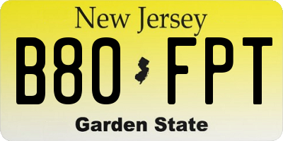 NJ license plate B80FPT
