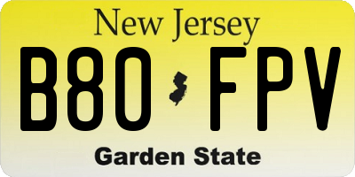 NJ license plate B80FPV
