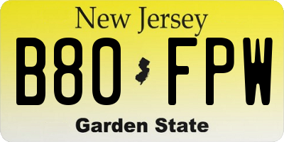 NJ license plate B80FPW