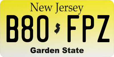NJ license plate B80FPZ