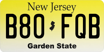 NJ license plate B80FQB