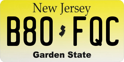 NJ license plate B80FQC