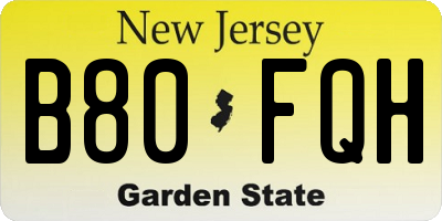 NJ license plate B80FQH