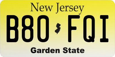 NJ license plate B80FQI