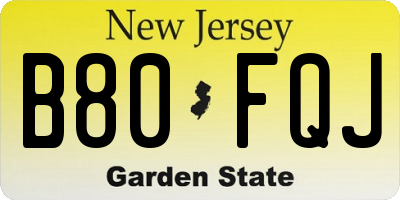 NJ license plate B80FQJ