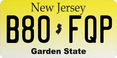 NJ license plate B80FQP