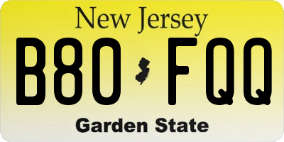NJ license plate B80FQQ