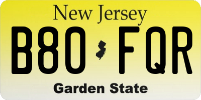 NJ license plate B80FQR