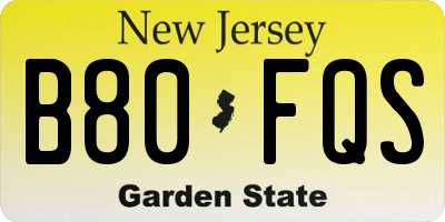 NJ license plate B80FQS