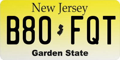 NJ license plate B80FQT