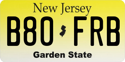 NJ license plate B80FRB
