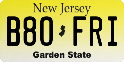 NJ license plate B80FRI