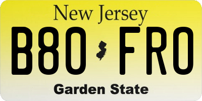 NJ license plate B80FRO