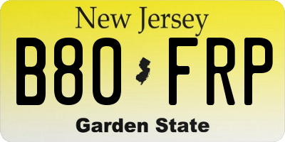 NJ license plate B80FRP