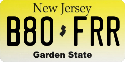 NJ license plate B80FRR