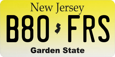 NJ license plate B80FRS