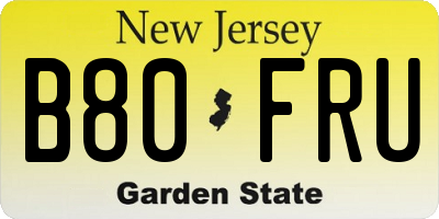 NJ license plate B80FRU