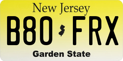 NJ license plate B80FRX