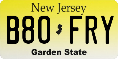 NJ license plate B80FRY