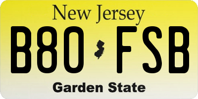 NJ license plate B80FSB