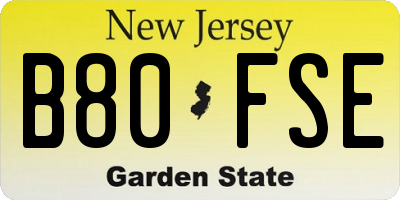 NJ license plate B80FSE