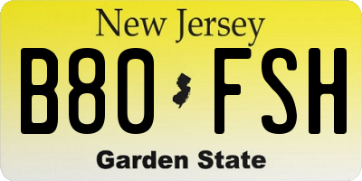 NJ license plate B80FSH