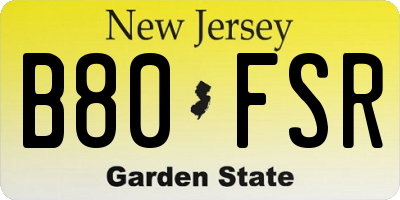 NJ license plate B80FSR