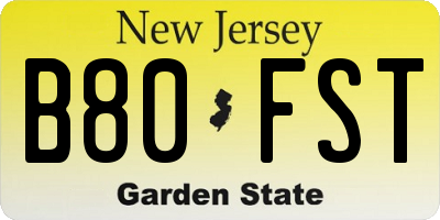 NJ license plate B80FST