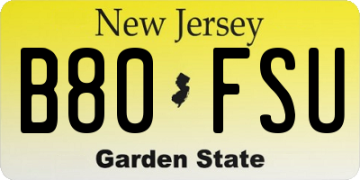 NJ license plate B80FSU