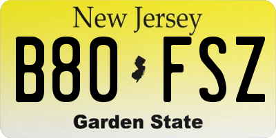 NJ license plate B80FSZ