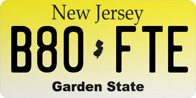 NJ license plate B80FTE