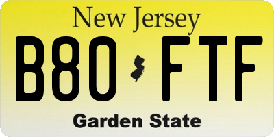 NJ license plate B80FTF