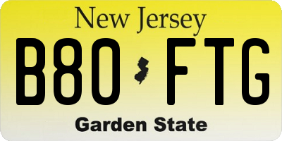 NJ license plate B80FTG