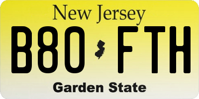 NJ license plate B80FTH
