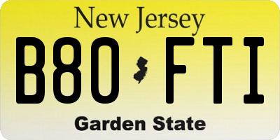 NJ license plate B80FTI