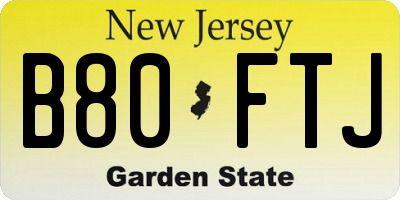 NJ license plate B80FTJ