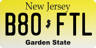 NJ license plate B80FTL