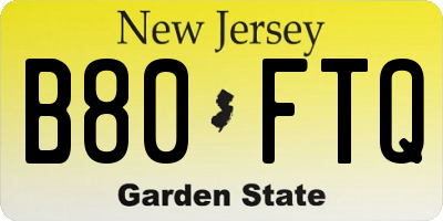 NJ license plate B80FTQ