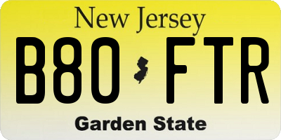NJ license plate B80FTR