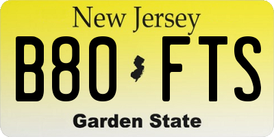 NJ license plate B80FTS