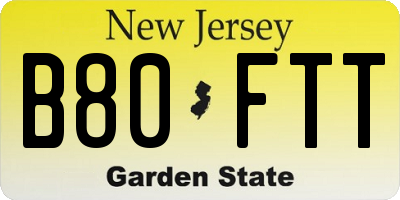 NJ license plate B80FTT