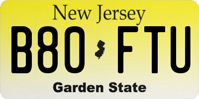 NJ license plate B80FTU