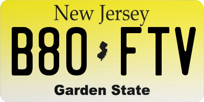 NJ license plate B80FTV