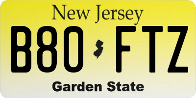 NJ license plate B80FTZ