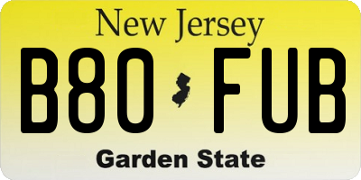 NJ license plate B80FUB