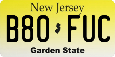 NJ license plate B80FUC