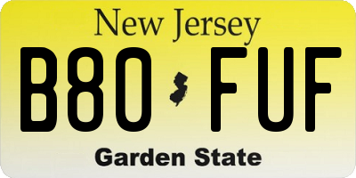NJ license plate B80FUF