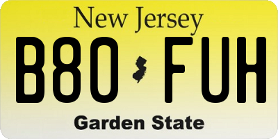 NJ license plate B80FUH